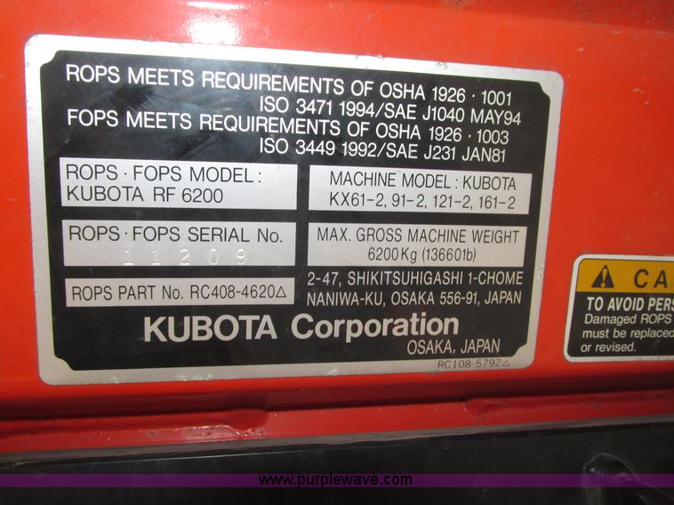 image for item H1070 2000 Kubota KX61-2 mini excavator
