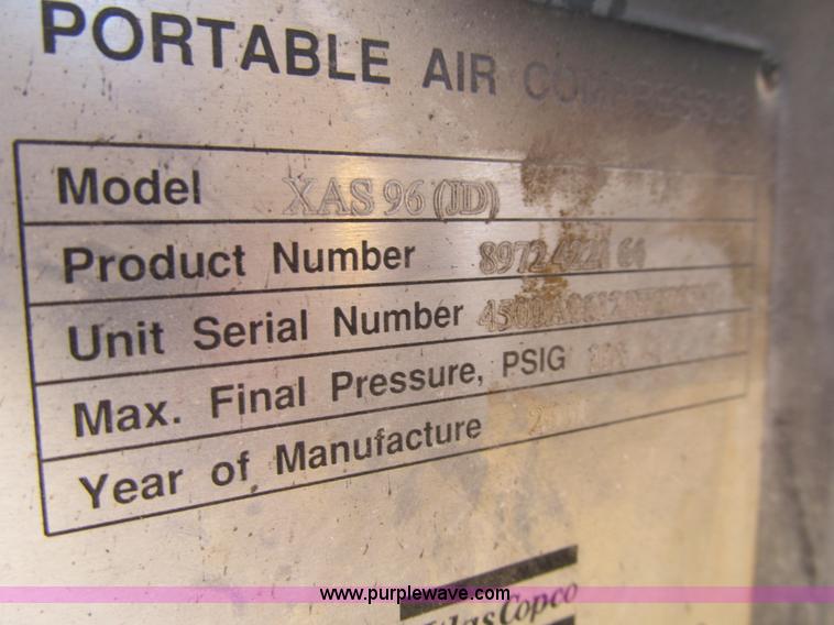 image for item K6387 2001 Atlas Copco XAS 96 air compressor