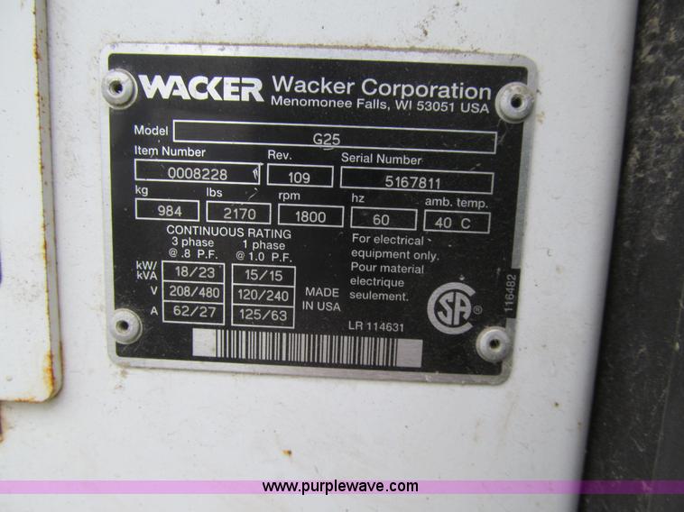 image for item K6396 Wacker MGT1S G25 generator