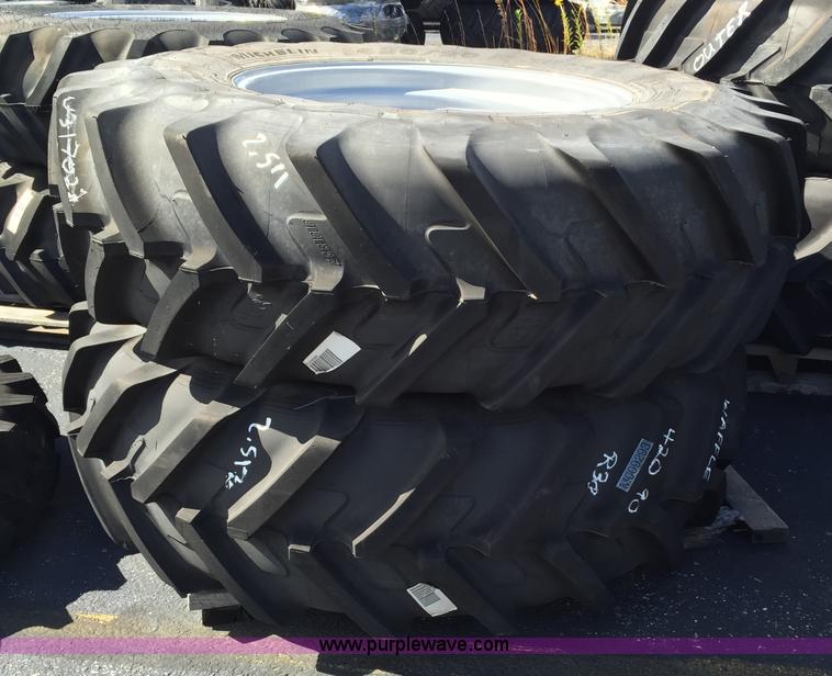 image for item D1815 (2) Michelin AGRIBIB R1W 420/90R30 row crop rear wheel assemblies