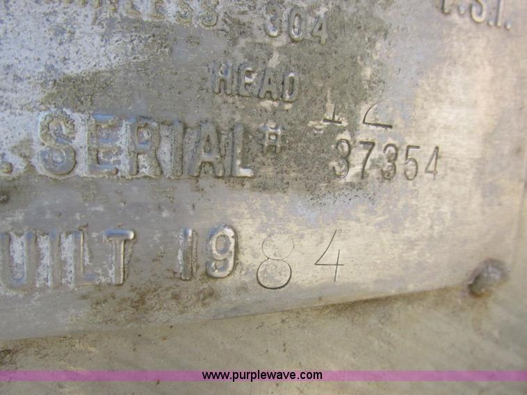 image for item K2232 1984 Progress Ind. Mfg stainless steel tank