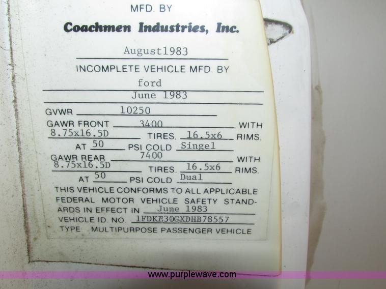 image for item H1026 1983 Ford Econoline Coachmen FreePort motorhome