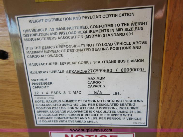 image for item I1853 2007 Freightliner MB55 Supreme Classic trolley