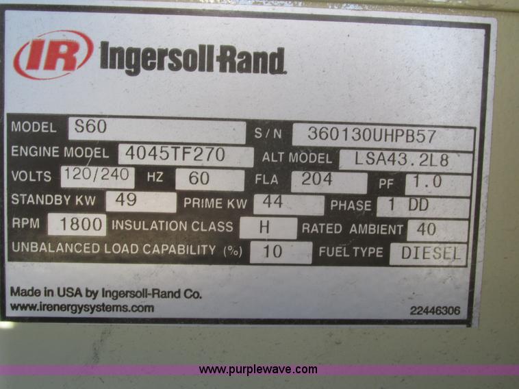 image for item H1050 2005 Ingersoll Rand S60 generator