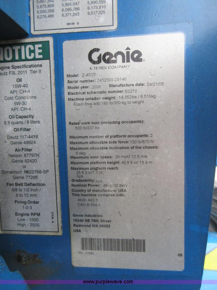 image for item I6325 2006 Genie Z45/25 boom lift