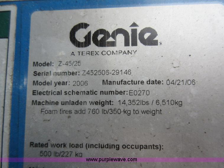 image for item I6325 2006 Genie Z45/25 boom lift