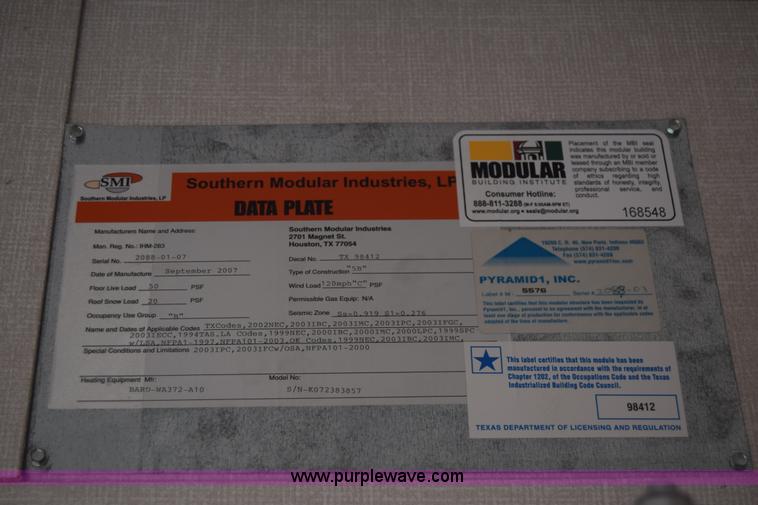 image for item K4785 2007 Southern Modular Industries job site trailer