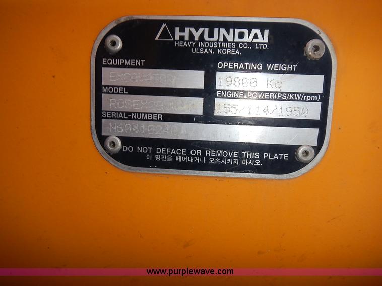 image for item L3524 2004 Hyundai Robex 200 W-7 excavator