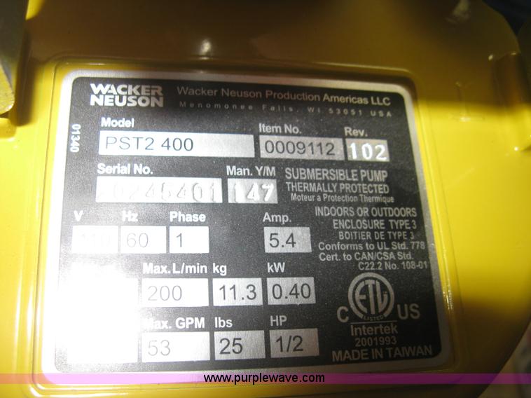 image for item BP9684 Wacker Neuson PST2-400 submersible pump