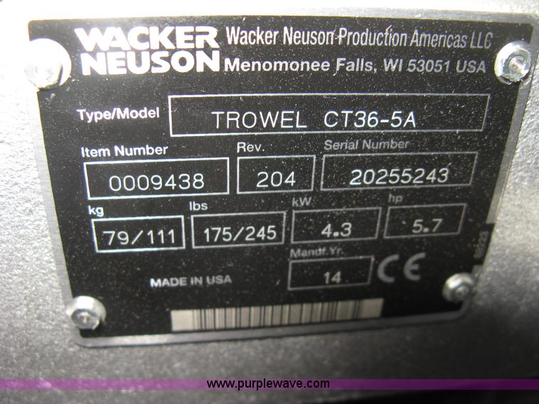 image for item BP9697 2014 Wacker Neuson CT36-5A power trowel