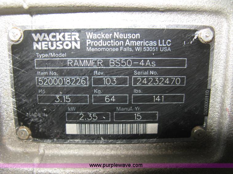image for item BP9700 2015 Wacker Neuson BS50-4AS Rammer plate compactor