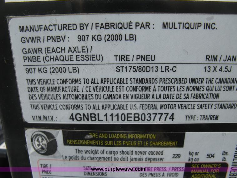 image for item L6447 2015 Multi Quip LT6K light tower