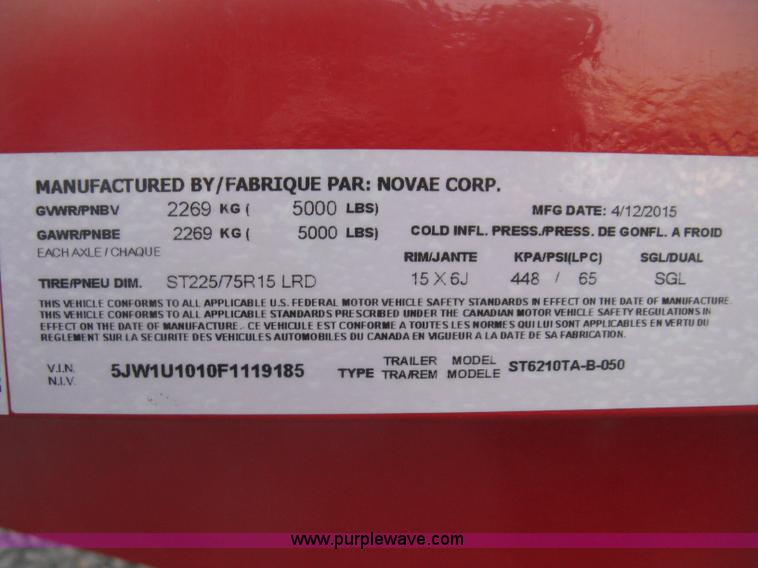 image for item L6450 2015 Croft Sure-Trac utility trailer