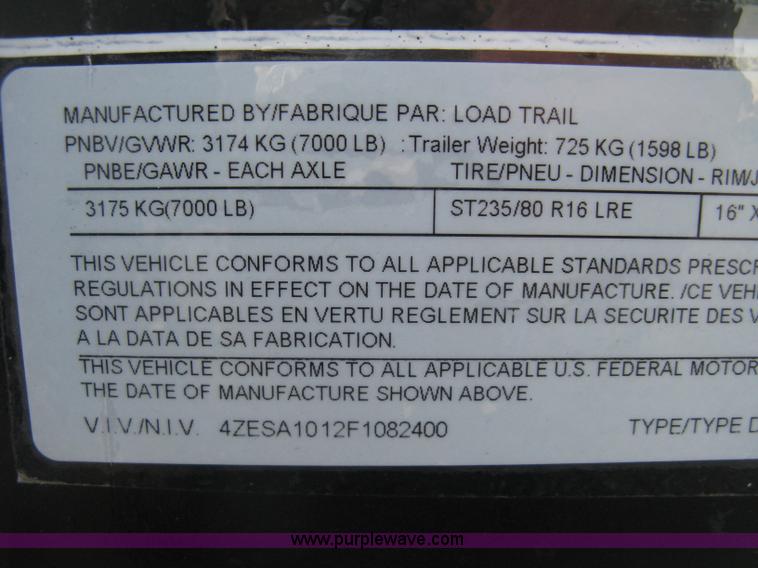 image for item L6451 2015 Load Trail tilt deck trailer
