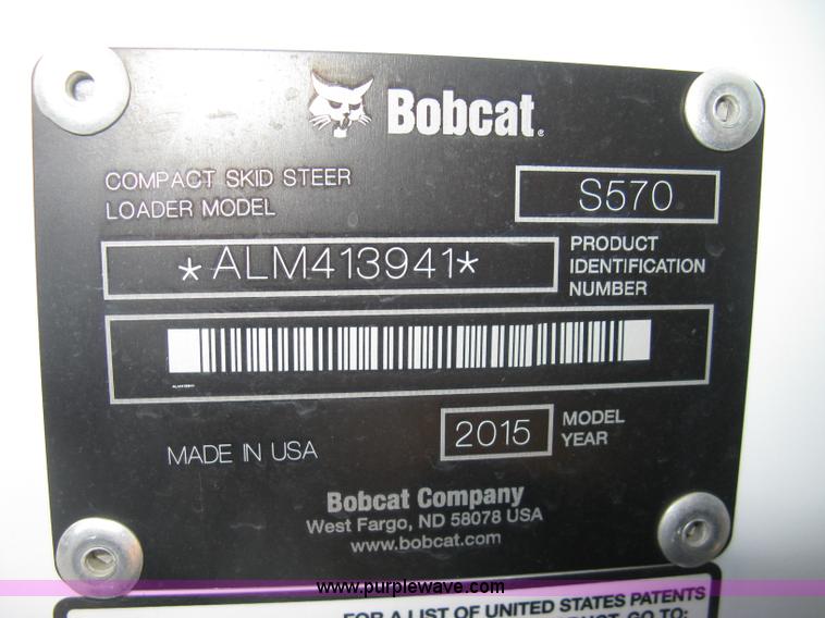 image for item L6453 2015 Bobcat S570 skid steer