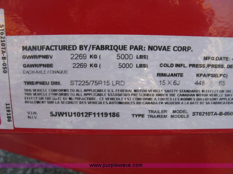 image for item L6459 2015 Croft Sure-Trac utility trailer