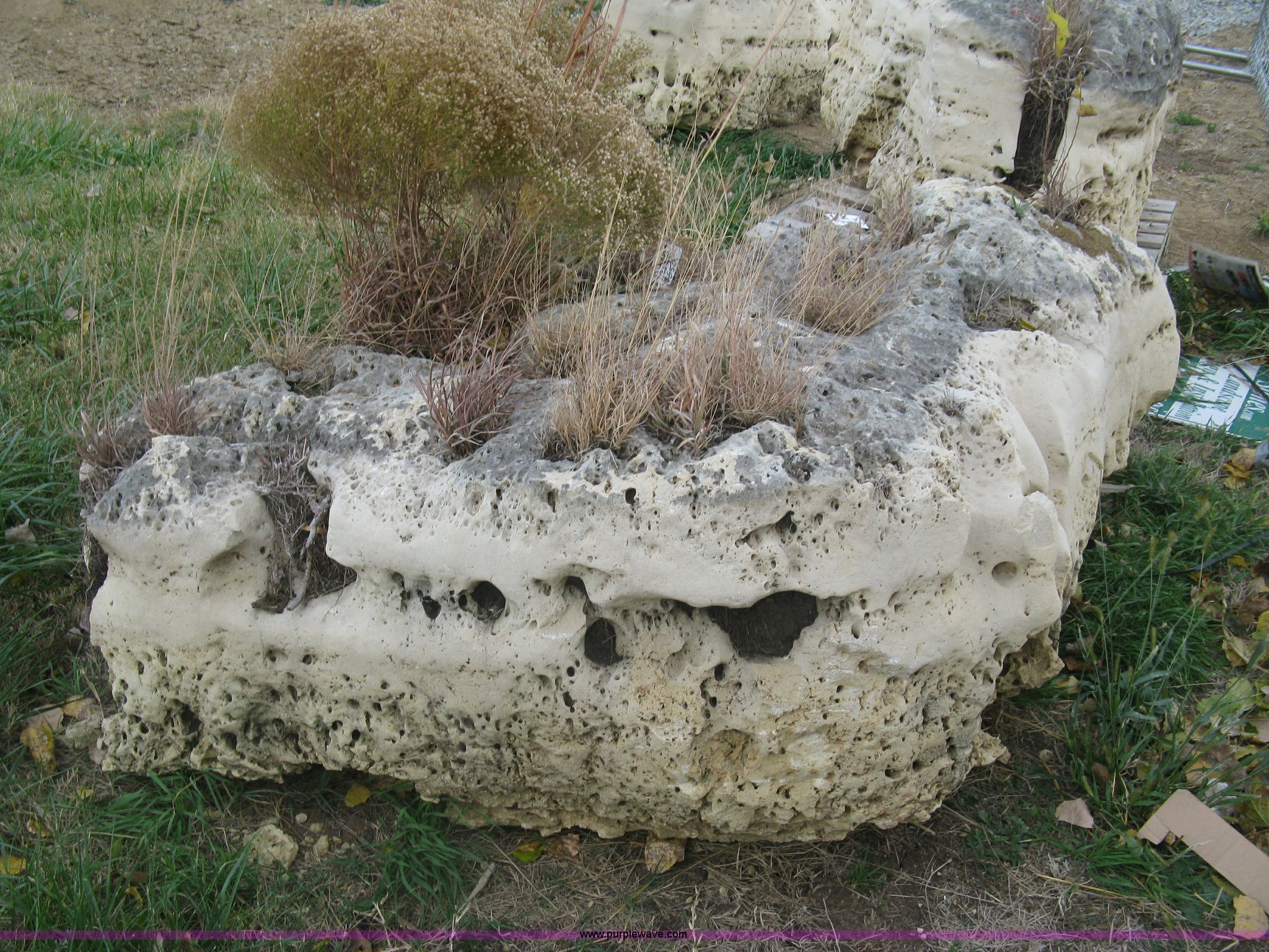 Holey limestone boulder in Wichita, KS | Item AL9424 sold | Purple Wave