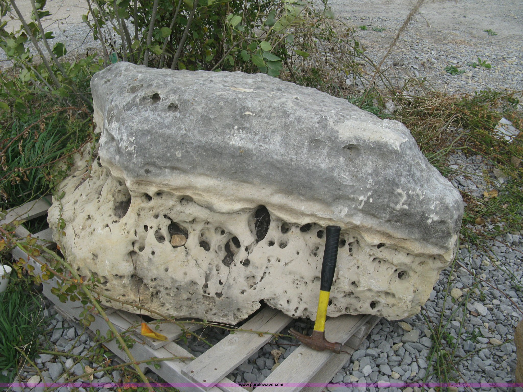 Holey limestone boulder in Wichita, KS | Item AL9463 sold | Purple Wave