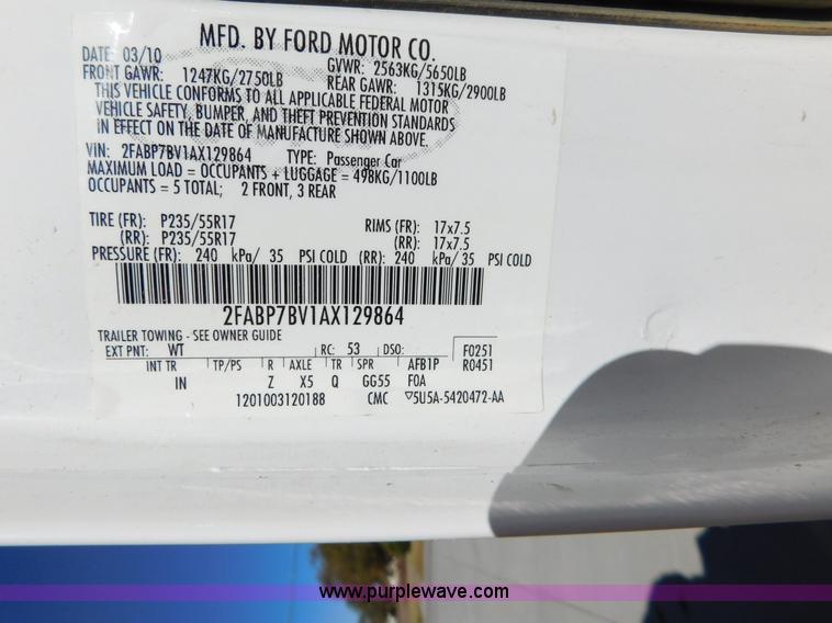 image for item AW9437 2010 Ford Crown Victoria Police Interceptor