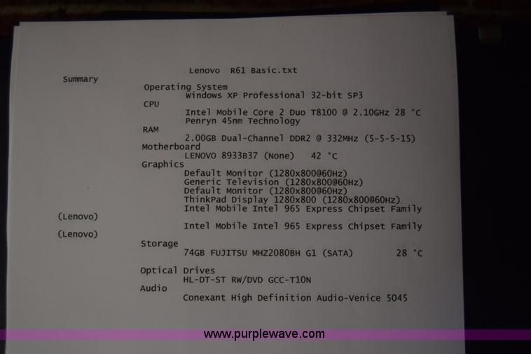 image for item BO9699 (15) Lenovo R61 laptop computers