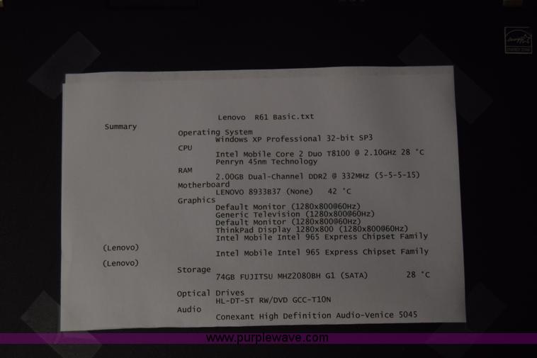 image for item BO9700 (17) Lenovo R61 laptop computers