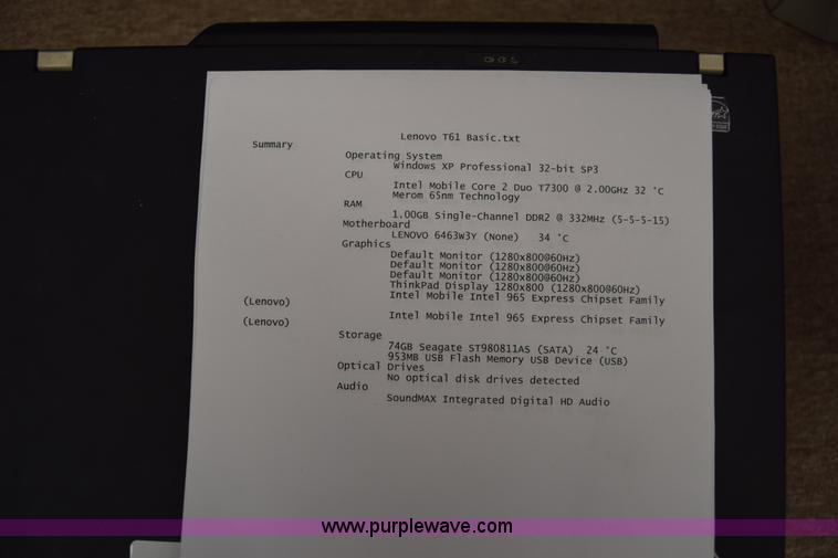 image for item BO9704 (11) Lenovo T61 laptop computers