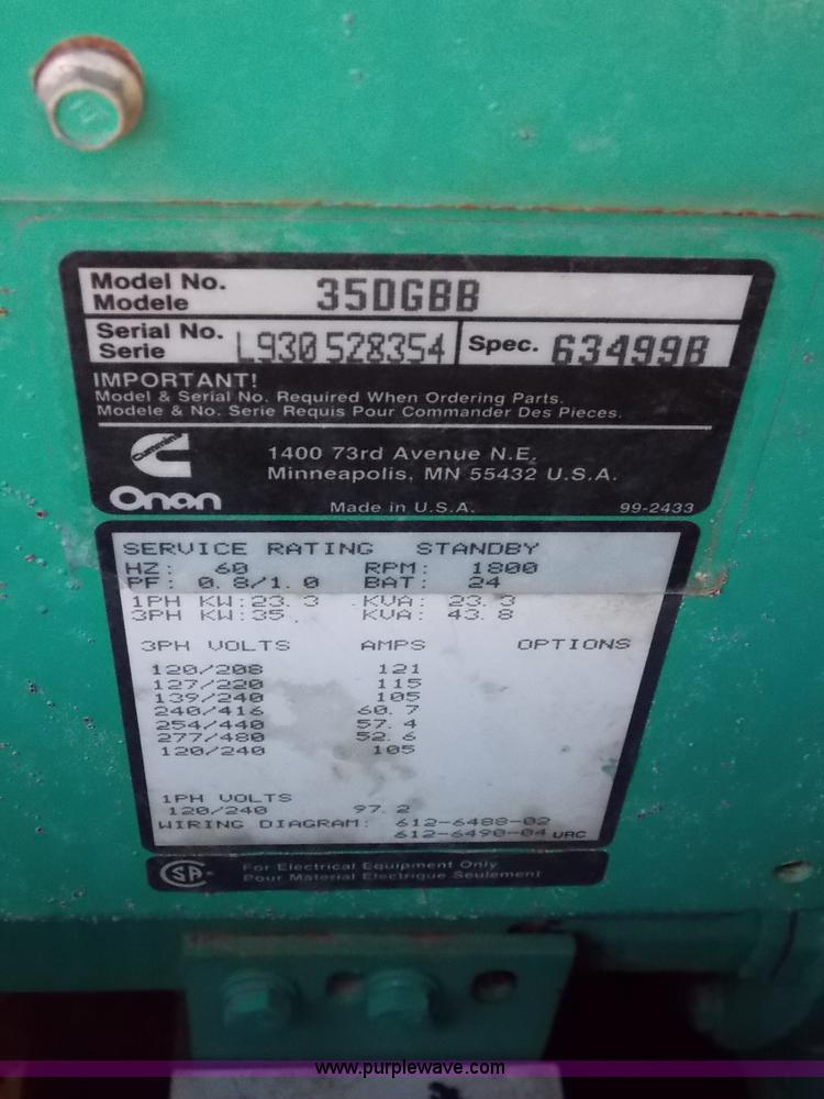 image for item J2685 Onan 35DGBB generator