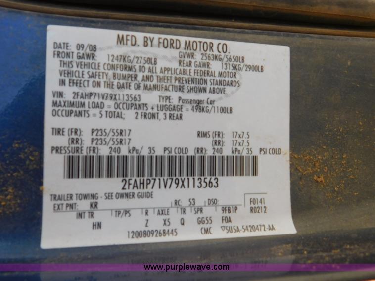 image for item J5228 2009 Ford Crown Victoria Police Interceptor