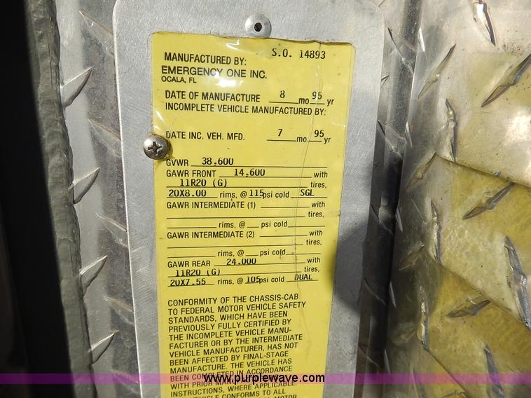 image for item J6335 1995 Emergency One fire truck