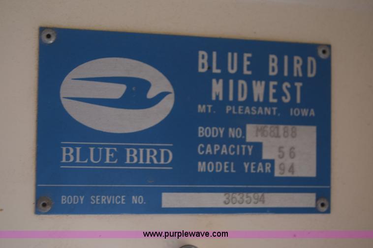 image for item J7026 1995 Chevrolet Blue Bird school bus