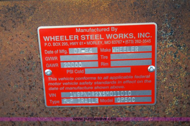 image for item J8196 1995 Wheeler pup trailer