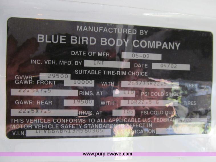 image for item K6256 2003 International 3800 school bus