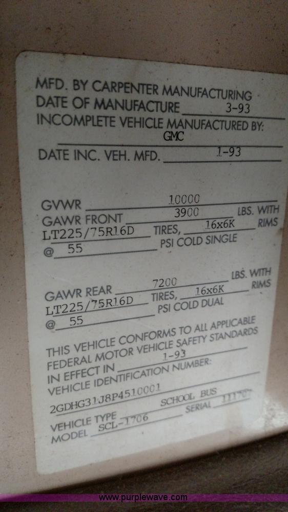 image for item L6001 1993 GMC Vandura G3500 bus