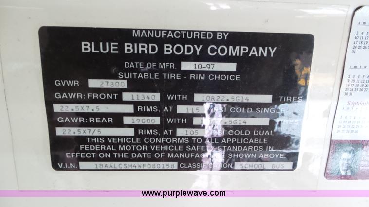 image for item L3874 1998 Blue Bird  TC2000 school bus