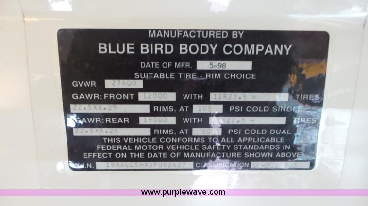 image for item L3877 1999 Blue Bird  TC2000 school bus