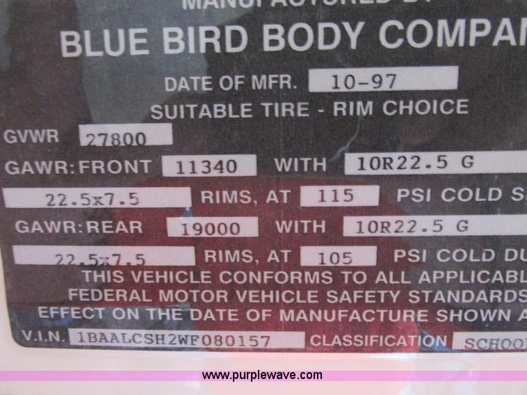 image for item L3884 1998 Blue Bird TC2000 school bus