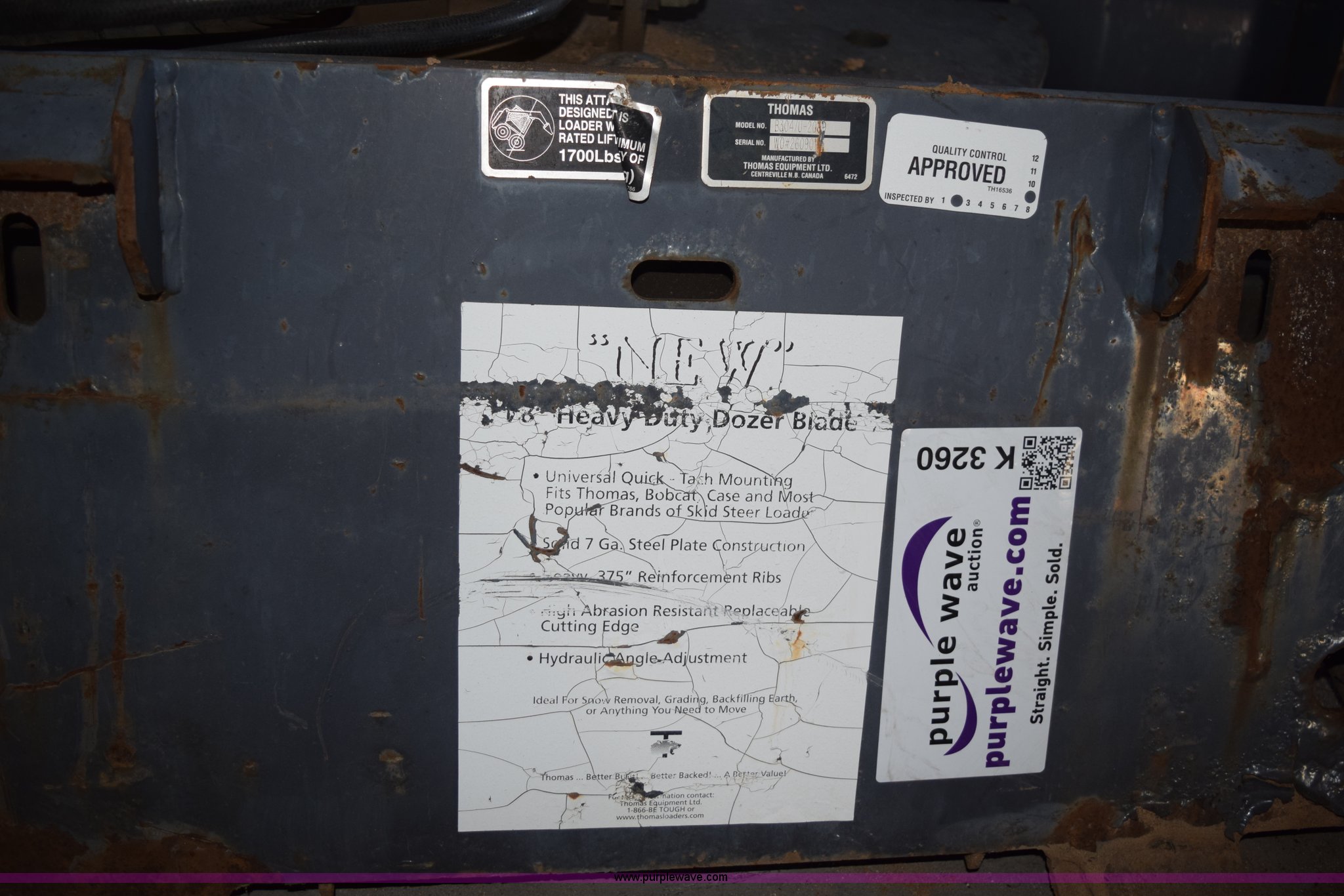 Thomas B304/U203B skid steer blade in Cook, MN Item K3260 sold