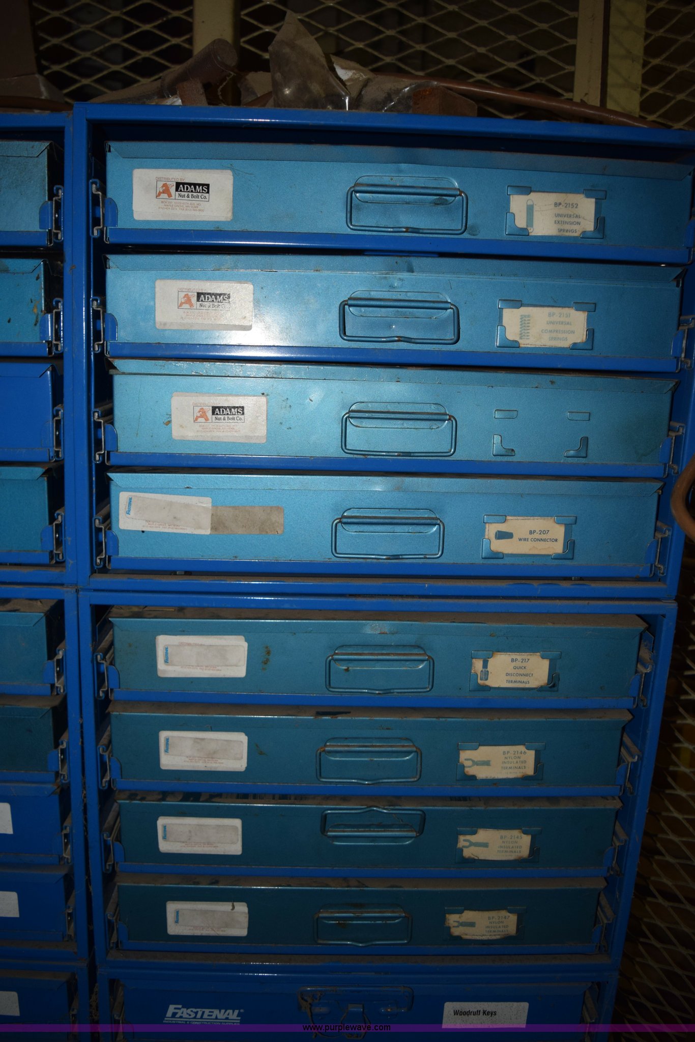 Assorted Fastenal bins with parts in Cook, MN Item K3377 sold