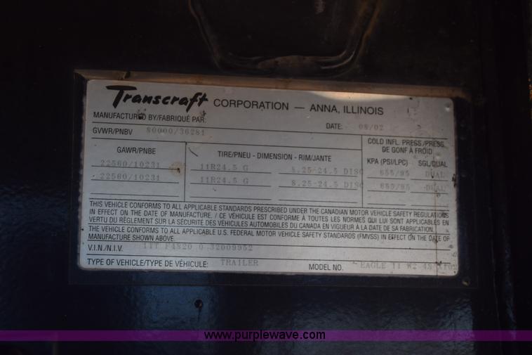 image for item K4919 2003 Transcraft Eagle II flatbed trailer