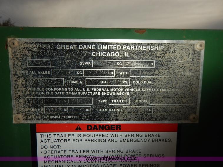 image for item L3509 2001 Great Dane flatbed trailer