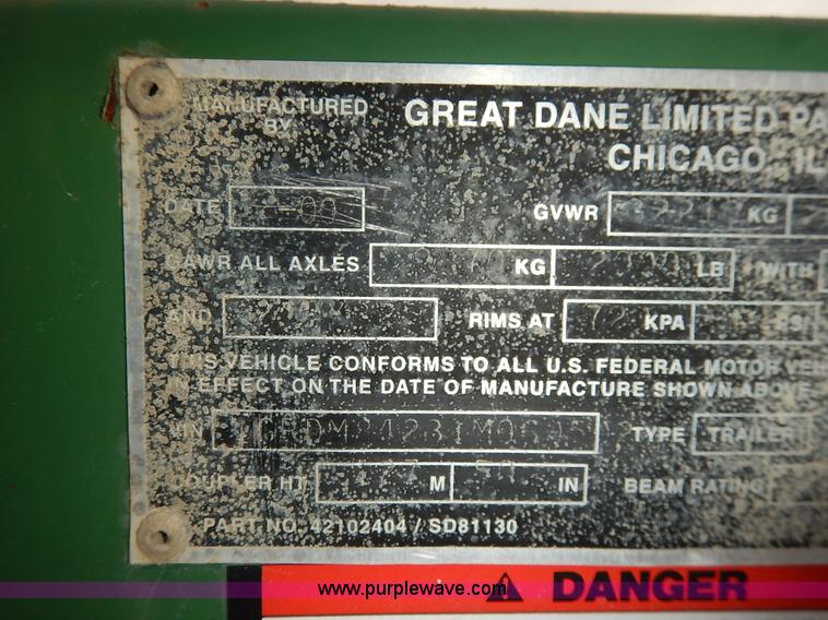 image for item L3509 2001 Great Dane flatbed trailer