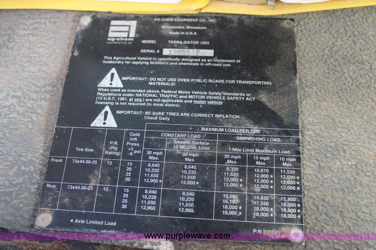 image for item J1383 1992 Ag-Chem TerraGator 1903 Air Max V dry fertilizer applicator