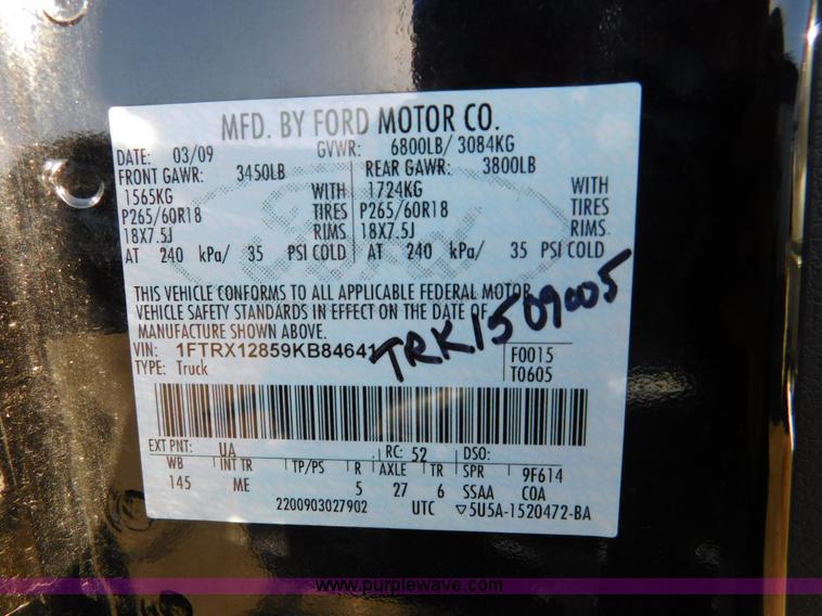 image for item J7493 2009 Ford F150 XLT SuperCab pickup truck