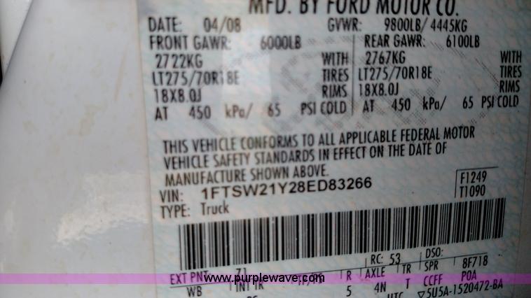 image for item K1218 2008 Ford F250 Super Duty XLT Crew Cab pickup truck