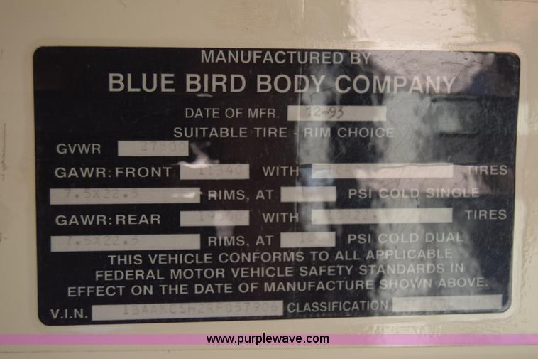 image for item K4967 1994 Blue Bird TC2000 school bus