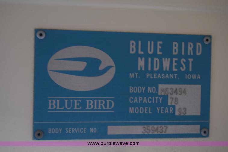 image for item K4968 1993 Blue Bird TC2000 school bus