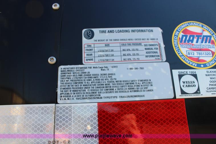 image for item L6022 2013 Wells CVGT3227 enclosed cargo trailer