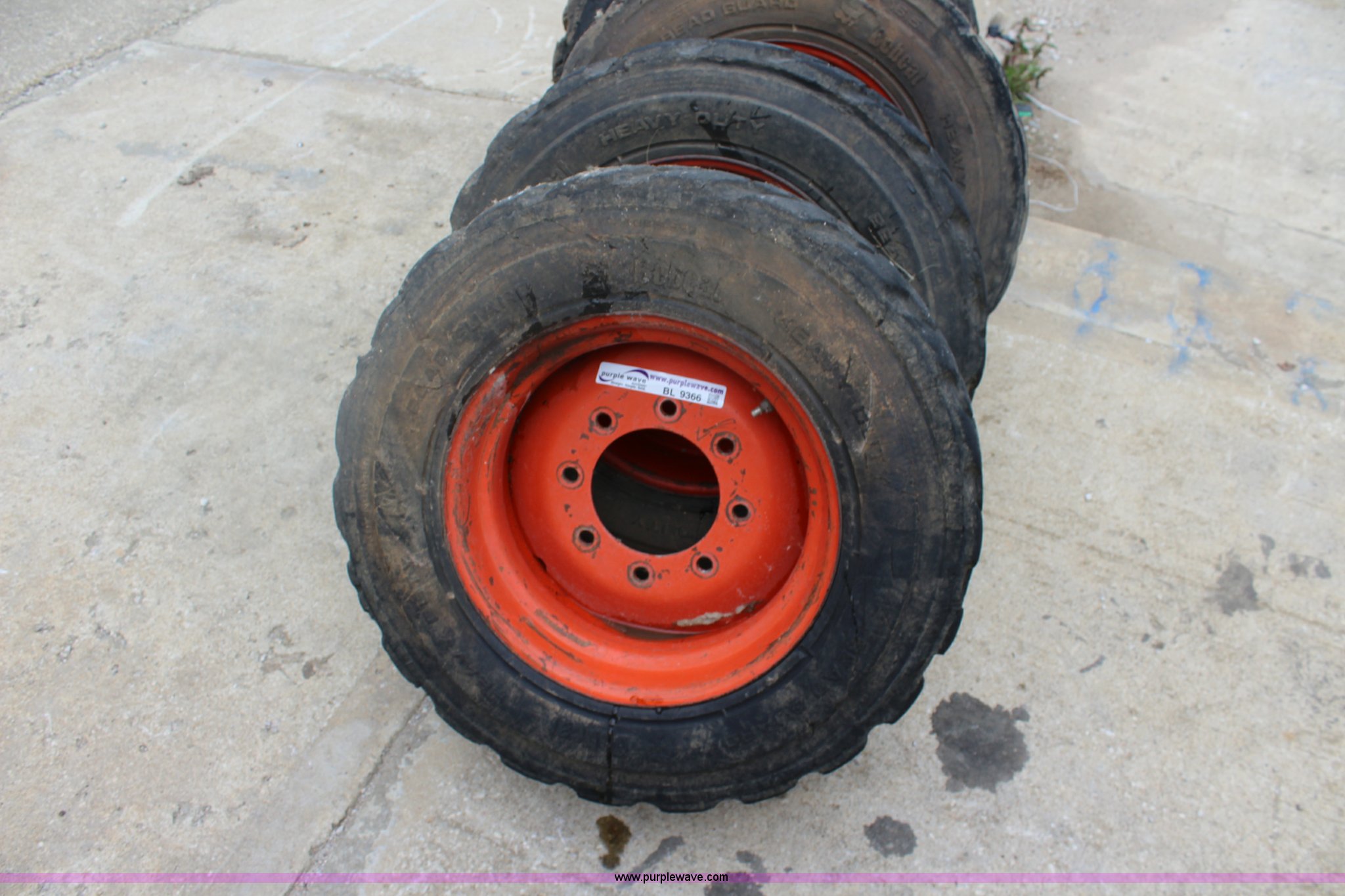 (4) Bobcat 1016.5 foamfilled skid steer tires and wheels in Paola, KS