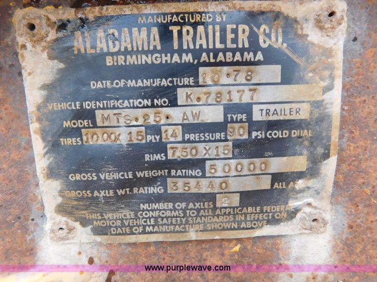 image for item AW9406 1978 Alabama Lowboy MTS 25 AW equipment trailer
