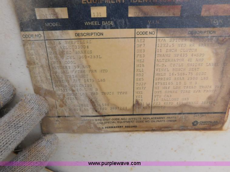 image for item AW9422 1977 Dodge D200 pickup truck